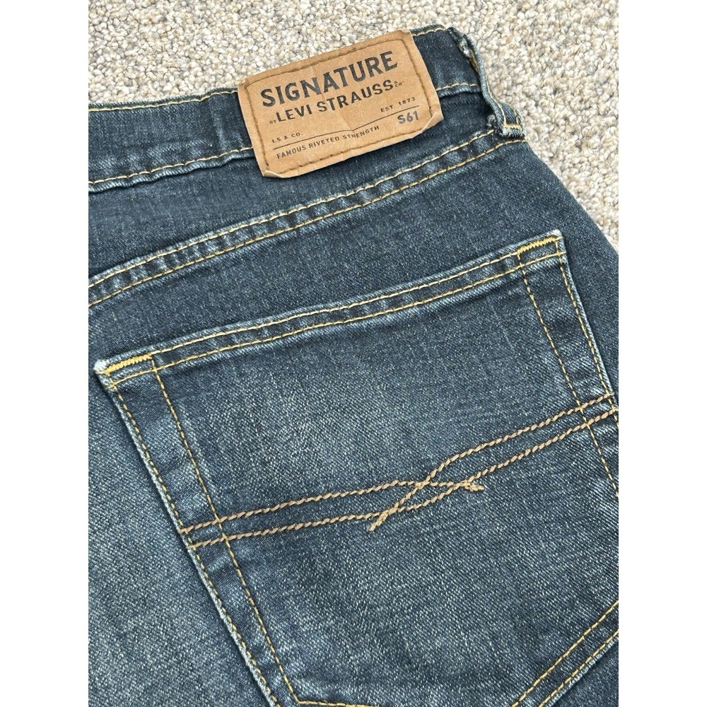 Levi S61 Signature Strauss Work Blue Jeans Relax Straight Distressed 36x32